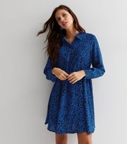 ONLY Bright Blue Floral Long Sleeve Mini Shirt Dress